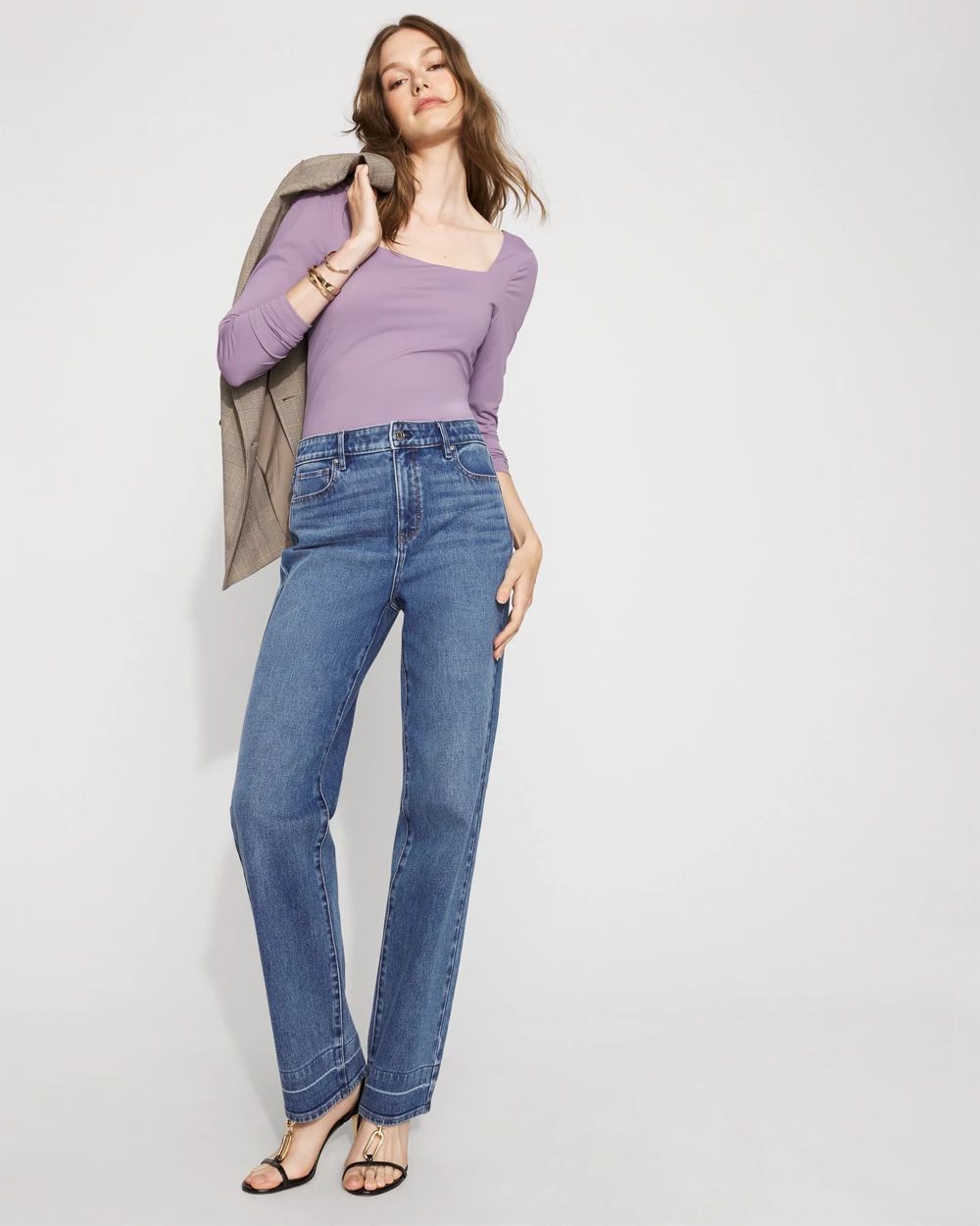 洋書 IN PERFECT SHAPE WHBM FORME™ All Ways Stretch Square Neck Long-Sleeve Tee